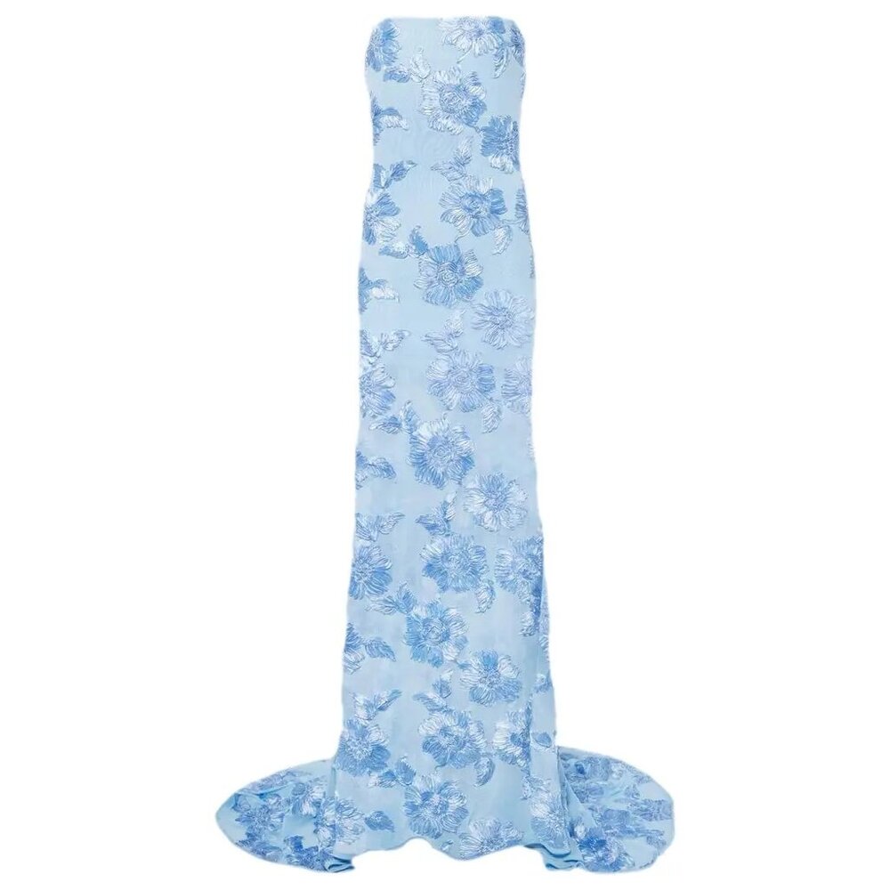 Rotate Alberty Blue Floral Applique Gown - Mytheresa